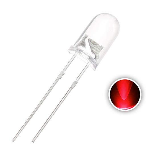 Chanzon 100 pcs 5mm Red LED Diode Lights (Clear Round Transparent DC 2V 20mA) Super Bright Lighting Bulb Lamps Electronics Components Light Emitting Diodes