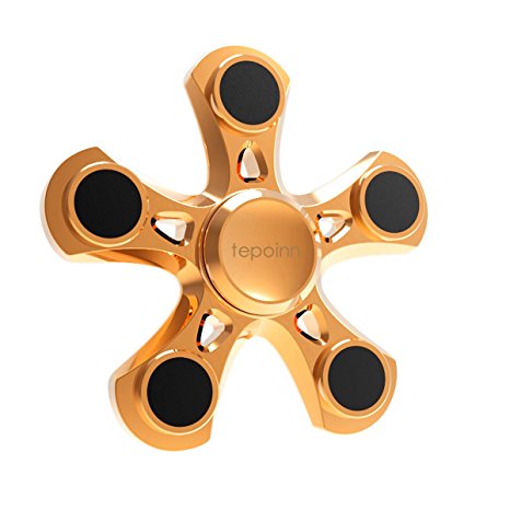 Tepoinn Fidget Spinner Gold Fidget Spinner Finger Spinner Hand Spinner Fast Fidget Spinner with Ultra Fast Hybrid Ceramic Bearing, EDC Focus Finger Relief Toys (Gold 5)