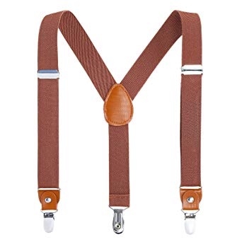 Children Boys Kids Adults Suspenders - Sturdy Metal Clips Genuine Leather suspender