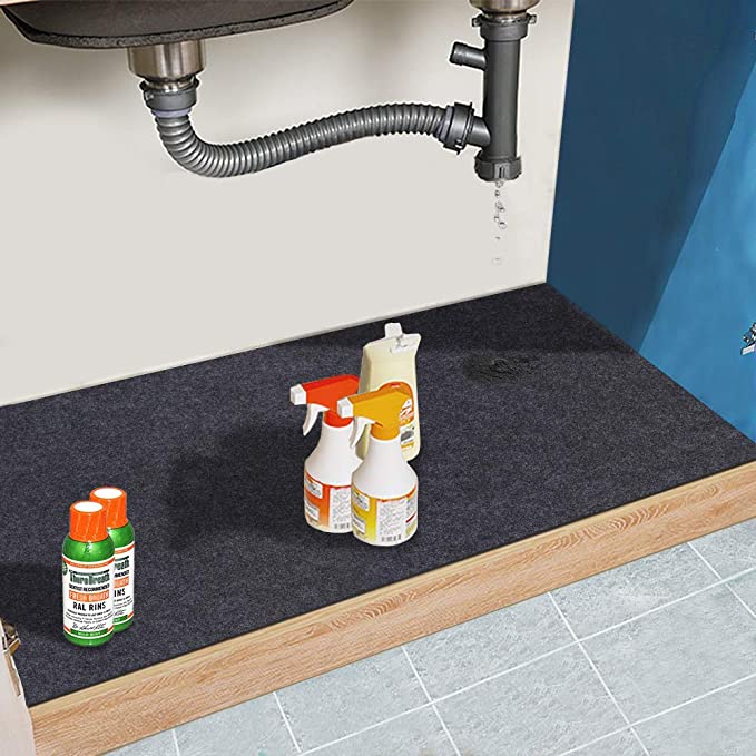 Under The Sink Mat,Cabinet Mat – Absorbent/Waterproof – Protects Cabinets, Premium Shelf Liner, Contains Liquids,Washable (24"×30")