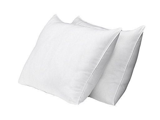 Exquisite Hotel Queen Size Bed Pillows- 2 Pack White Hotel Pillows- Gel Fiber Filled FIRM Gel Pillows with Hypoallergenic Classic Cover- Best Pillow For Side Sleepers & Back Sleepers