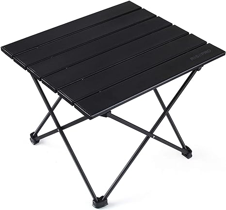 RISEPRO Portable Camping Table, Ultralight Folding Table with Aluminum Table Top and Carry Bag, Easy to Carry, Ideal for Outdoor, Camping, Picnic, Cooking, Beach, Hiking, Fishing 40 X 34 X 32cm