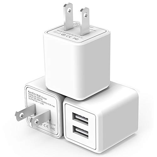 USB Wall Charger,Dual Port Rapid Speed Compact Universal USB Power Adapter Wall Charger Compatible with Apple iPhone X/8/8 Plus/7/7 Plus/Samsung Galaxy/Nexus/LG/HTC & More White (3-Pack)