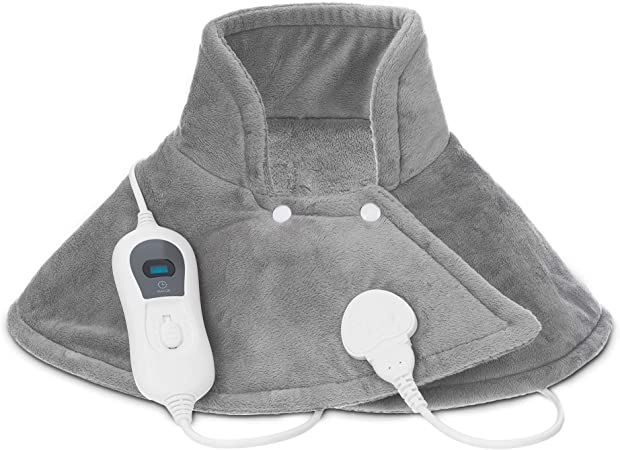 LIVIVO Electric Heated Thermal Therapy Heat Pad with 3 Heat Settings for Neck Back Abdominal Arthritis & Body Pain Relief (Shoulders) (Grey)