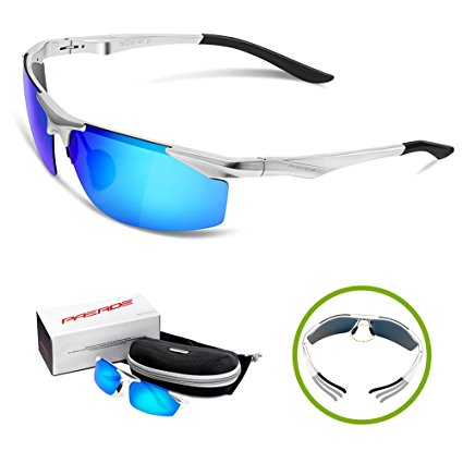 Paerde Men's Sports Style Polarized Sunglasses for Men Fishing Driving Golf Unbreakable Al-Mg Metal Frame Glasses