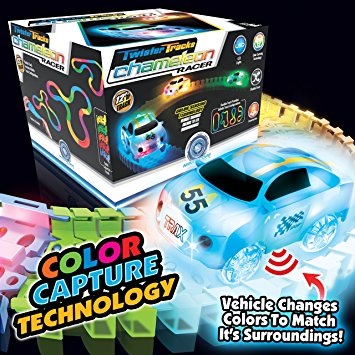 Mindscope Twister Tracks Chameleon Color Capture (Color Sensing/Detecting) Racer with 12' Feet of Flexible Standard Color Track