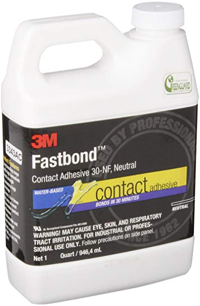 3M 30NF Fastbond Contact Adhesive, Neutral 1 Qt. Bottle (Pack of 1)