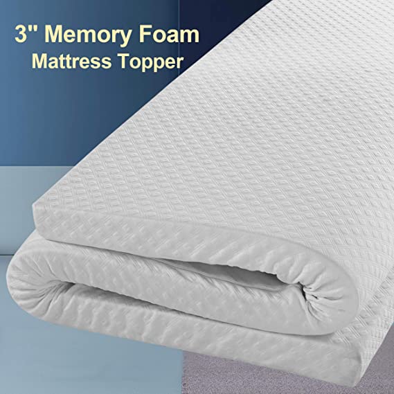 Edilly 3 Inch Memory Foam Mattress Pad Bed Topper King Size,Aviation Grade Material,Removable Hypoallergenic Soft Cover, Comfort Body Support & Pressure Relief,10 Year Warranty