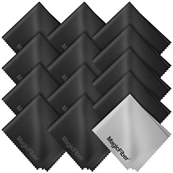 (13 Pack) MagicFiber® Premium Microfiber Cleaning Cloths - For Tablet, Cell Phone, Laptop, LCD TV Screens and Any Other Delicate Surface (12 Black, 1 Grey)