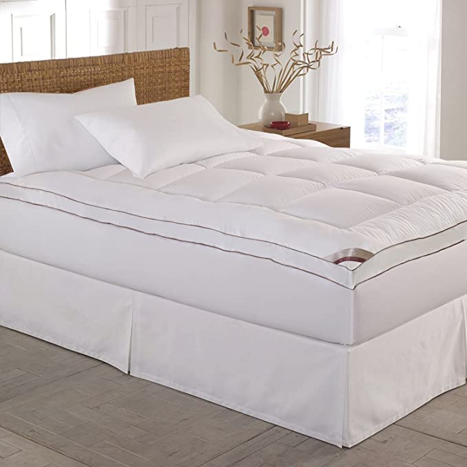 kathy ireland 2'' Thick Cotton Fiber Mattress Pad (Topper) - with 16'' Stretchable Pocket, Cal King, White