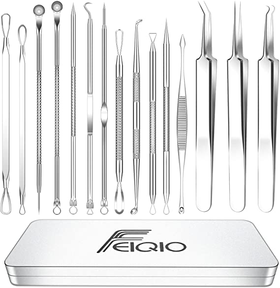 2021 Latest 15 PCS Blackhead Remover Tools, Pimple Popper Tool Kit, Acne Extractor Tool , Professional Stainless Pimple Acne Blemish Removal Tools Set with Metal Case