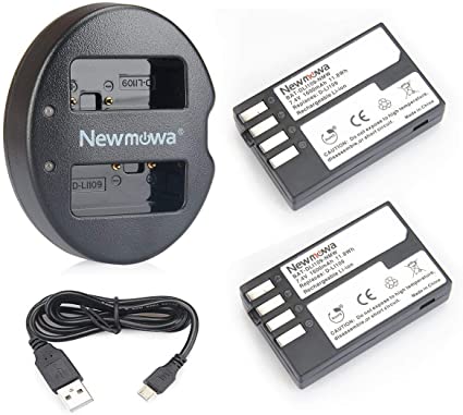 Newmowa D-Li109 Replacement Battery (2-Pack) and Dual USB Charger for Pentax D-Li109 Pentax K-R KP K-30 K-50 K-500 K-S1 K-S2