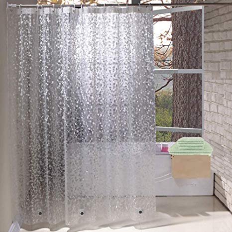 Shower Curtains Mould Proof Resistant, EVA Waterproof Heavy Duty Bathroom Curtains with 3 Magnets, 180 x 180 cm, Cobblestone