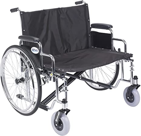 Drive Medical Sentra EC Heavy Duty Extra Wide Wheelchair with Various Arm Styles Arms, Black, 30"