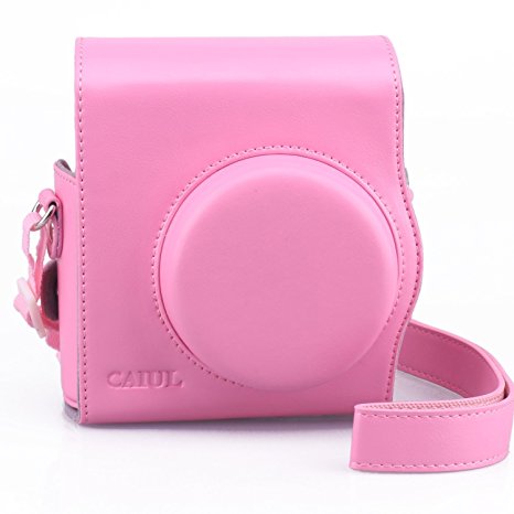 [Fujifilm Instax Mini 8 Case] - CAIUL 2nd Generation [Update Version] Comprehensive Protection Instax Mini 8 Case With Soft PU Leather [ Film Count Show and Easy to Reload Film Design ] (Pink)