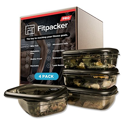 Fitpacker Pro Premium Meal Prep Containers - Rugged Food Storage - Microwaveable, Freezer Safe (33Oz - 4Pack)