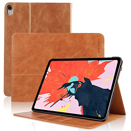 SENGBIRCH Leather Case Compatible for iPad Pro 11 - Leather Smart Cover Protective - Folio Flip Stand with Magnetic - Auto Sleep/Wake - iPad Pro 11 Case (Brown)
