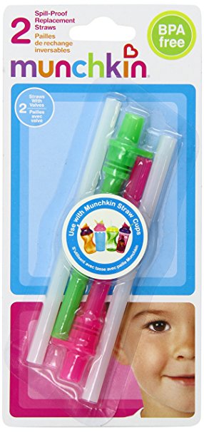 Munchkin Replacement Straws, 2-Count, (Colors may vary)