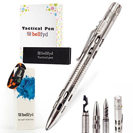 Tactical Pen with Glass Breaker - For Emergency Escape, Durable Self-Defence Tool With LED Flashlight Saw, Bottle Opener, Wrench And Whistle, Discreet And Portable - Best Tactical Pens