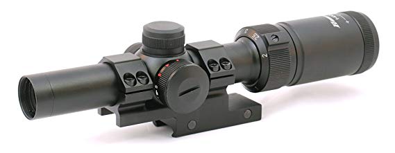 Hammers 1-4x20 Compact Short Rifle Scope w/Illuminated Etched Glass Donut Dot Reticle Offset Scope Mount