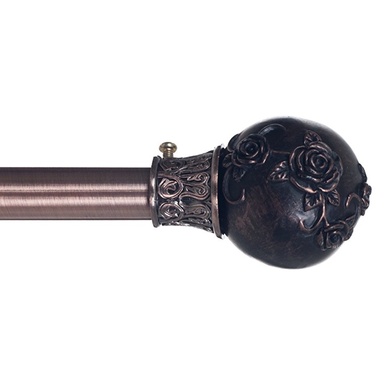 Lavish Home Floral Ball Curtain Rod, 3/4", Copper