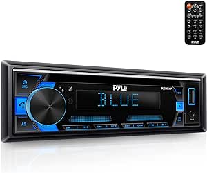 Pyle MP3 Stereo Receiver Power Amplifier, AM/FM/MP3/AUX Stereo Receiver, USB Flash Readers, Single DIN, 30 Preset Memory Stations, LCD Display with Remote Control, RGB Button