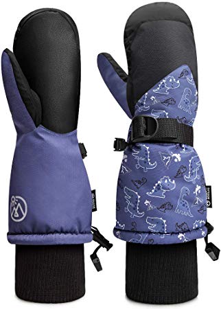 OutdoorMaster Kids Mittens - Children's Ski & Snowboard Gloves Long Cuff Design