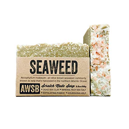 Seaweed All Natural, Vegan, Organic Bar Soap with Sea Salt, Handmade by A Wild Soap Bar