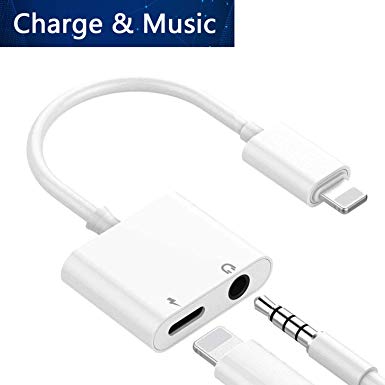 Headphone Adapter for iPhone Charger Jack AUX Audio 3.5 mm Jack Adapter for iPhone Adapter Splitter Earphone Compatible with iPhone 7/7p/8/8p/X Dongle Accessory Connector Compatible iOS 11/12 Later