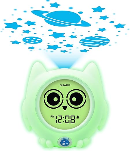 SHARP Ready to Wake Owl Sleep Trainer, Kid’s Clock Color Changing, Ready to Rise, Ceiling Projection Nightlight and “Off-to-Bed” Feature – Simple to Set and Use!