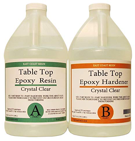 TABLE TOP EPOXY RESIN CRYSTAL CLEAR 1 Gallon Kit. FOR SUPER GLOSS COATING