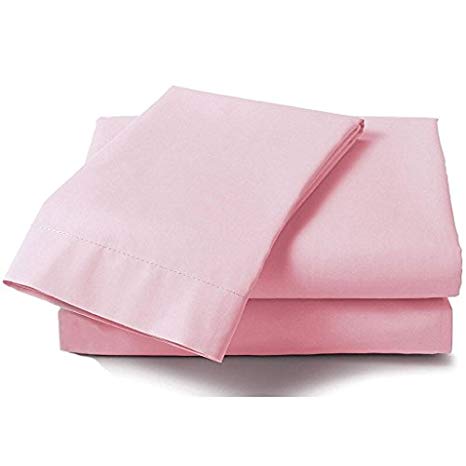 Pink Solid Full Size Ultra Soft Natural 4 PCs Bed Sheet Set 16" Deep Elastic All Round 100% Cotton 400-Thread-Count Extremely Stronger Durable By Aashi