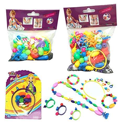 Jewelry Making Kit Pop Beads Set DIY Jewelry Kit for Girls   FREE 3 Coloring 2 Origami ebooks, Fashion Jewelry DIY Projects For Kids, Best Jewelry Making Tools, Art beads Snap-Together Amazirpo8