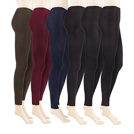 REDESS 6 Pairs Leggings for Women, Fleece Lined Winter Leggings, High Waist, Elastic and Slimming [Variety of Colors]