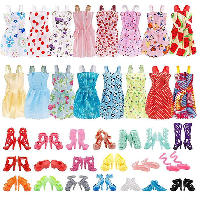 UPINS 16 Pack Doll Clothes Accessory Party Grown Clothes Outfit and 20 Pairs Doll Shoes Compatible with Barbie Doll