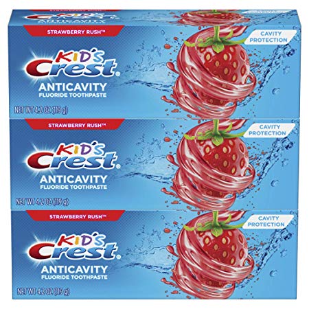 Crest Kid's Cavity Protection Fluoride Toothpaste, Strawberry Rush, 3 Count