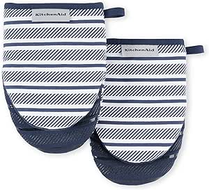 KitchenAid Albany Mini Oven Mitt 2-Pack Set, Ink Blue, 5.5"x8"