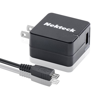 [Qualcomm Certified]Nekteck Quick Charge 2.0 USB Turbo 18W Wall Charger for Samsung Galaxy S7/S6/ Edge/ Plus, Note 5/ 4/ Edge, Nexus 6, LG G4 G5 and More (Micro USB Cable Included), Black