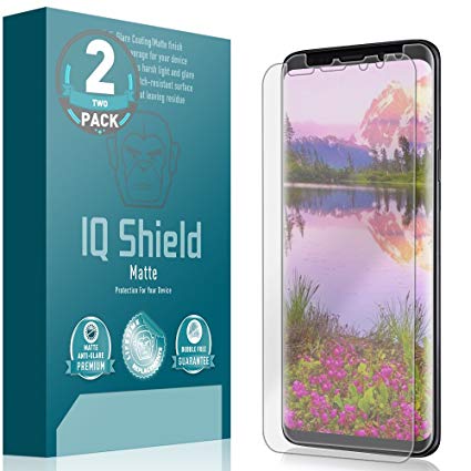 Galaxy S9 Plus Screen Protector (2-Pack), IQ Shield Matte Full Coverage Anti-Glare [EDGE to EDGE] Screen Protector for Galaxy S9 Plus (Max Coverage) Bubble-Free Film