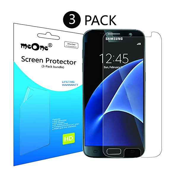 meOne Samsung Galaxy S7 Screen Protectors - High Definition (HD) Clear Screen Protectors [3-pack] -- Maximum Clarity and Touchscreen Accuracy   Lifetime Warranty