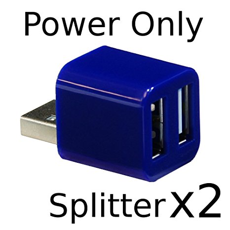 2 Pack - Cute USB Mini 2-Port POWER ONLY Splitter (Dark Blue)