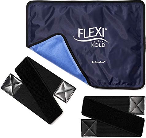 FlexiKold Gel Ice Pack w/Straps (Standard Large: 36.8 cm x 26.5 cm) - One Reusable Cold Therapy (for Pain and Injuries, wrap Around Knee, Shoulder, Back, Ankle, Neck, Hip, Wrist)- 6300 Cold-Strap