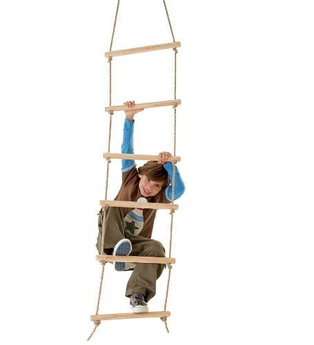 Sturdy Indoor/Outdoor Rope Ladder, Maple-wood Natural Wood 6'L