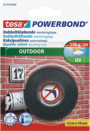 tesa Powerbond Foam Double Sided Mounting Tape for Outdoors Use 1.5 m x 19 mm