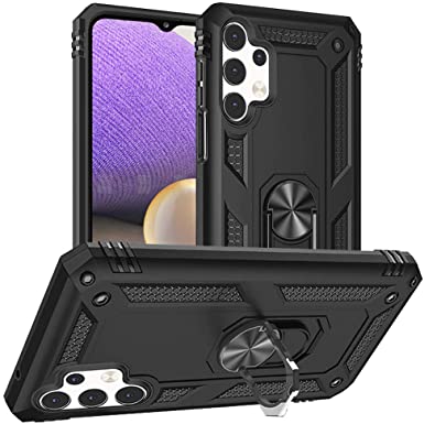 Samsung Galaxy A32 5G Case, Yiakeng Military Grade Protective Cases with Ring for Samsung Galaxy A32 5G (Black)