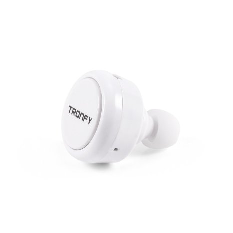 [Newest Version 4.0] Tronfy "iWork" Mini Wireless Bluetooth Earpiece Headphone with Mic in Ear Small Headset Hands Free Earbud Long Battery Life Earphone for Apple Iphone Andriod Smartphones- White