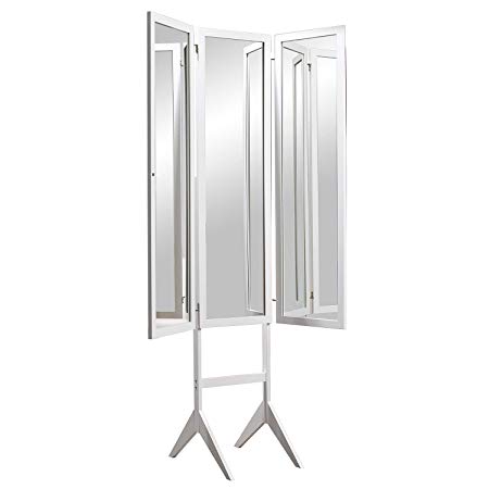 Mirrotek Cheval Style Stand Alone Expandable Triple View Mirror, White