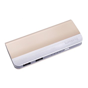 Lumsing®Harmonica Series Dual-USB Portable Battery Charger 10400mah External Power Bank for iPhone 6S 6 Plus 6 5S 5 iPad Air iPad Mini Samsung Galaxy S6 Edge  S6 Nexus HTC Gopro and more (Gold)
