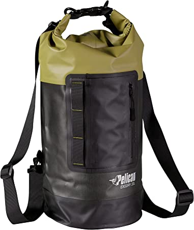 Pelican - ExoDry 20L Medium Drybag - Black - Waterproof - Shoulder Straps - Thick & Lightweight - Roll Top Dry Compression, Olive