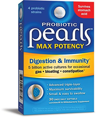 Enzymatic Probiotic Pearls Max Potency 5 Billion Active Cultures with Advanced Triple-Layer, 30 Count